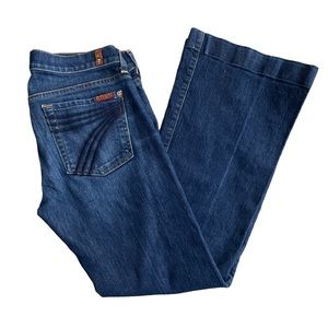 7 For All Mankind 7FAMK Dojo Dark Wash Denim Wide Flare Leg Trouser Jeans Sz 28